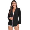 Women's Open Front 3/4 Roll Sleeve Jacket Office Business Blazer Jackets No Lapel Blazer with Pockets - Black M - 4 of 4