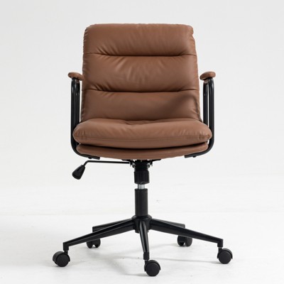 Ridstar Office Chair with Wheels and Armrests-Brown