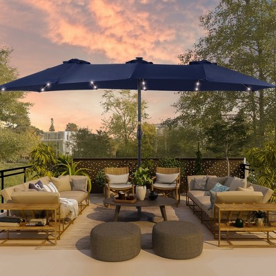 Sonkuki 15x9ft LED Double-Sided Patio Market Umbrella Aluminum Large Canopy
