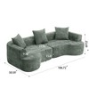 Modern Curved Corduroy Sofa with 3 Pillows, Soft and Ultra-Smooth Fabric Sofa for Living Room, Green/Gray - ModernLuxe - 3 of 4