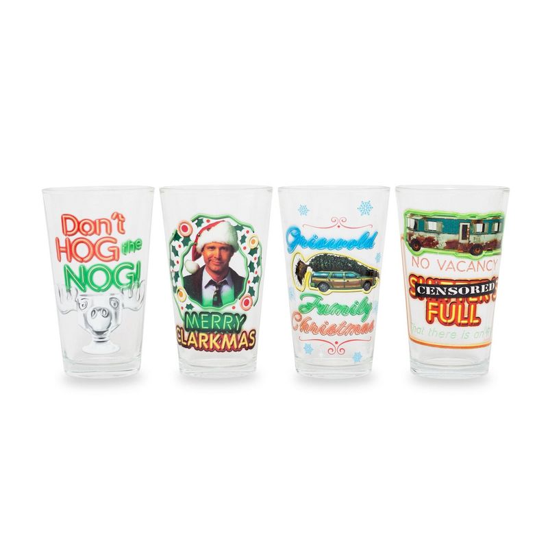 Silver Buffalo National Lampoon's Christmas Vacation Quotes 16-Ounce Pint Glasses | Set of 4, 1 of 7