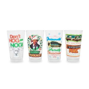 Silver Buffalo National Lampoon's Christmas Vacation Quotes 16-Ounce Pint Glasses | Set of 4