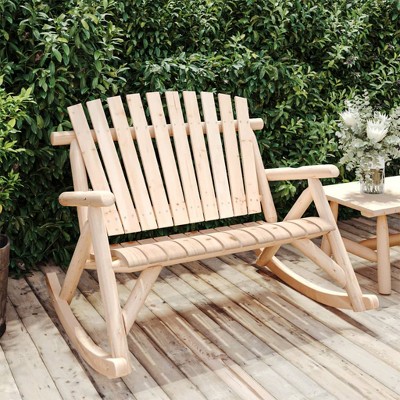 vidaXL 2-Seater Patio Rocking Bench 48.4 in.x37.8 in.x40.2 in. Solid Wood Spruce