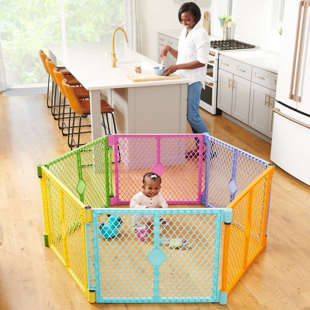 Photos - Baby Safety Products Toddleroo by North States Superyard Colorplay 6 Panel Freestanding Baby Playard - Bright