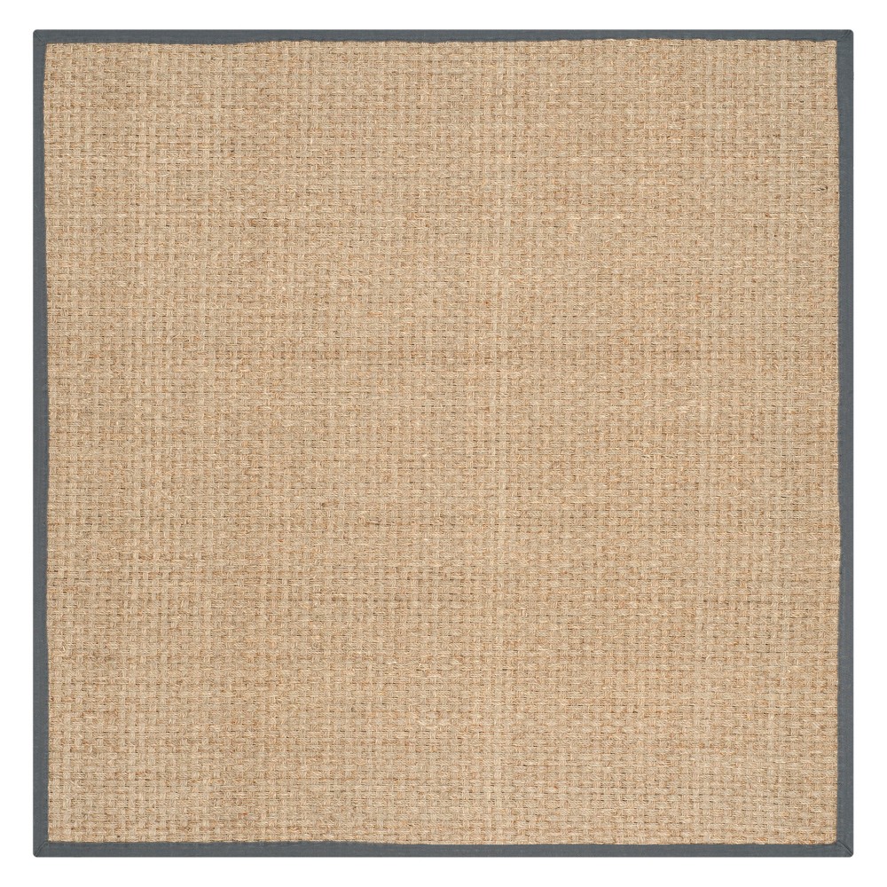  Square Solid Loomed Area Rug Natural/Dark Gray