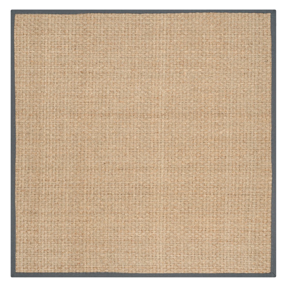10'x10' Square Solid Loomed Area Rug Natural/Dark Gray - Safavieh