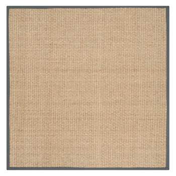 10'x10' Square Solid Loomed Area Rug Natural/Dark Gray - Safavieh