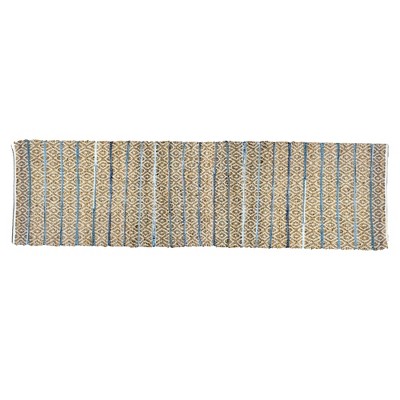 TAG Elton Stripe Blue Accented 2.5'X9' Rug Runner Cotton Indoor Rug