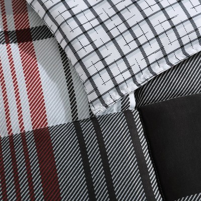 Twin Black Plaid Reversible Down Alternative Comforter Set