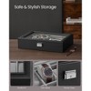 Ink Black Lockable 16-Slot Watch Box with Glass Lid - Made of Synthetic Leather, Dove Gray Lining, Ideal Gift Idea for Watch Storage - 4 of 4