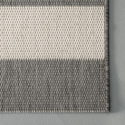 Coastal Charm Beige Stripe Easy-Care Synthetic Area Rug, 52" x 24"
