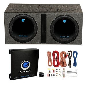 New Planet Audio AC12D 12 inch 1800W Subwoofers + 12 inch QBOMB12VVented Lined Box Enclosure + AC1500.1M 1500W Car Audio Amplifier + Wires - 1 of 4
