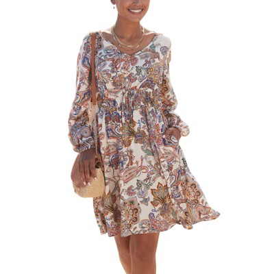 Women's Long Sleeve Paisley Dress - LASCANA