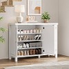 Coucheta Farmhouse Shoe Cabinet - 43" Long Barn Door Storage with Adjustable Shelves, White - 4 of 4