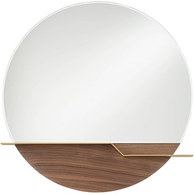 Possini Euro Design Loft Round Vanity Wall Mirror With Gold Shelf ...