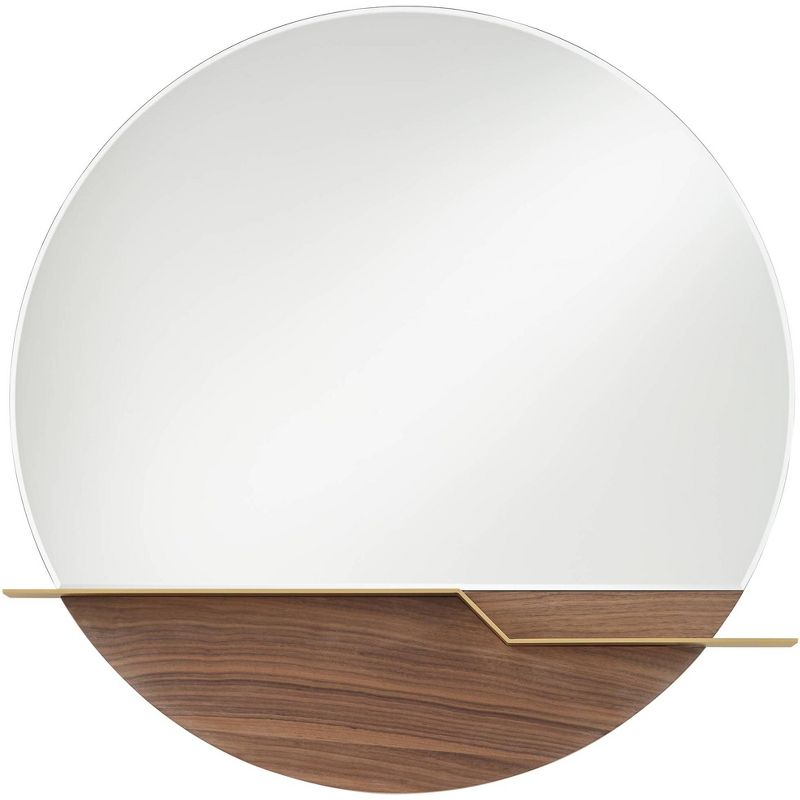 Possini Euro Design Possini Euro Loft 31 1/2" Brown and Gold Round Wall Mirror, 1 of 9