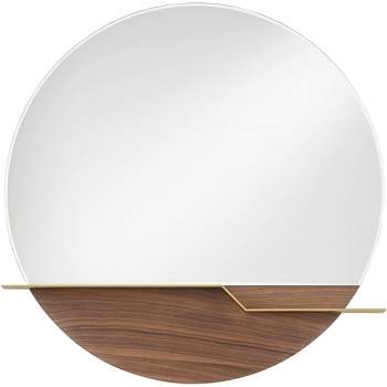 Possini Euro Design Possini Euro Loft 31 1/2" Brown and Gold Round Wall Mirror