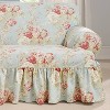 Ballad Bouquet T Cushion Chair Slipcover Rob's Egg - Waverly Home: 100% Cotton, Botanical Pattern, Indoor Use - 2 of 4