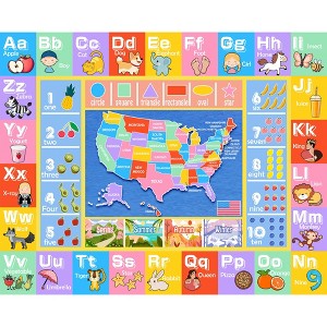 Kids Educational Area Rugs for ABC Alphabet, Numbers, Map, Soft Non-Slip Washable Classroom Rug Toddler Kids Room Decor - 1 of 4