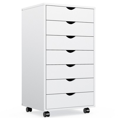 YONWAY 7 Drawer Filing Cabinet with wheels, Vertical Filing Cabinet, Mobile Storage Cabinet, for Legal/Letter/A4/F4 Size, for Home Office and School