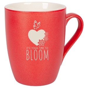 Elanze Designs It's Your Time To Bloom 10 Ounce Ceramic Laser-Etched Engraved Drinkware Mug, Metallic Crimson Red - 1 of 4