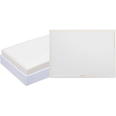 Paper Junkie 50-Pack White Cardstock Paper with Gold Foil Border, Envelopes Included (5 x 7 In)