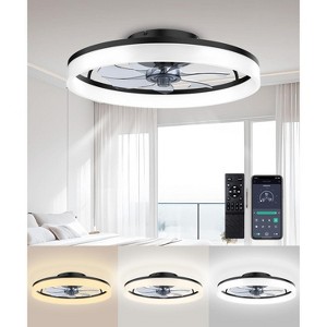Aoibox 20" Modern Low Profile Ceiling Fan with Light, Remote & APP Control, Stepless Color Change, 6 Speeds, Quiet, Reversible - 1 of 4