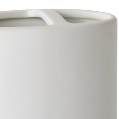 White Ceramic Toothbrush Holder with Cork Base