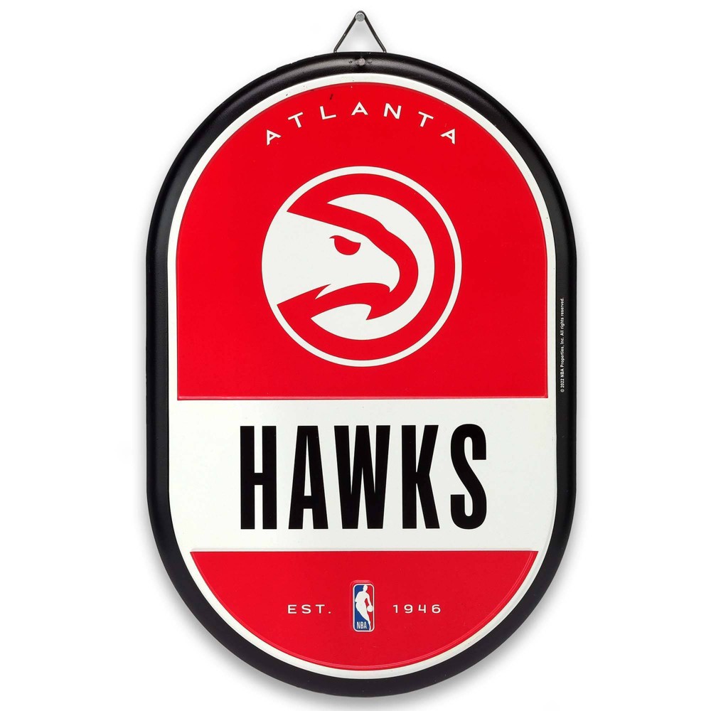 Photos - Other Decoration NBA Atlanta Hawks Embossed Metal Pill Wall Sign