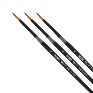 Creative Mark Beste Golden Taklon Round #4 Pack of 3 Artist Brushes, Professional Watercolor Brushes, For Acrylic Painting, Short Handle, Sharp Edges, - 1 of 4