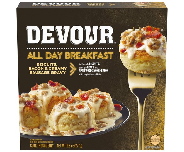 Devour All Day Breakfast Frozen Biscuits Bacon and Sausage Gravy - 9.8oz