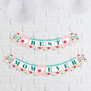 Big Dot of Happiness Colorful Floral Happy Mother's Day - We Love Mom Party Mini Pennant Banner - Best Mom Ever - 1 of 4