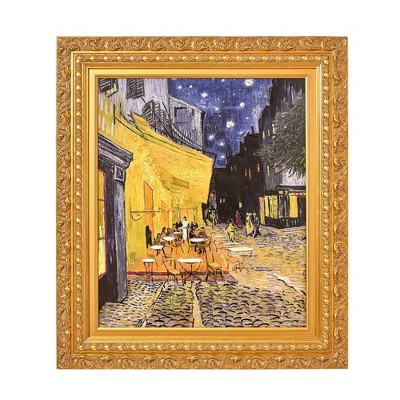 Vincent Van Gogh Cafe Terrace at Night Ornate Framed Canvas Print