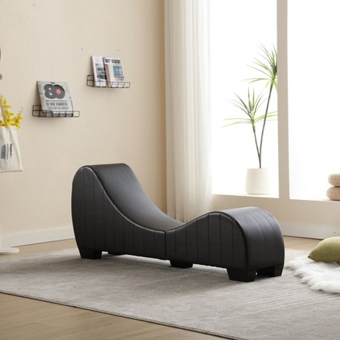 Yoga Chaise Lounge for Stretching and Relaxation Modern Faux Leather Curved Sofa, Modern Faux Leather Curved Sofa, Living Room Bedroom - image 1 of 4