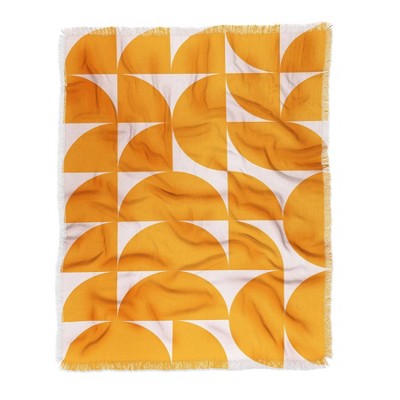 50"x60" June Journal Mid Century Modern Geometrics Woven Throw Blanket Orange - Deny Designs