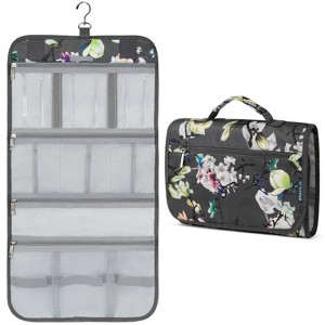 PAVILIA Hanging Toiletry Bag Women Men, Travel Kit Foldable Waterproof Organizer, Roll up Cosmetics Makeup Essentials Jewelry Case - 1 of 4