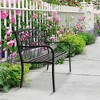 KTMBDW Outdoor 50 Inches Garden Bench, Slatted Seat Armrests Floral Design Backres and Arch Legs for Park, Yard, Porch, Lawn, Balcony, Backyard, Black - 4 of 4