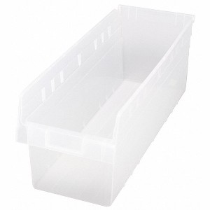 Quantum Storage Systems Economy Shelf Bin, Nesting, 23-5/8"W X 8-3/8"D X 4"H, (7) Divider Slots, Rear Hanglock, - 1 of 1