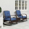 Resenkos 3 Pieces Wicker Patio Furniture Set, A Square Garden Table And Two Rocking Chairs, Gray - 4 of 4