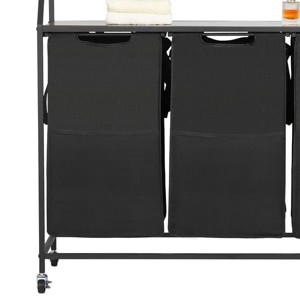 Laundry Sorter, Large Laundry Hamper with Metal Frame and Wooden Tabletop, Freestanding Storage Organizer Baskets with Pull-Out - 1 of 4