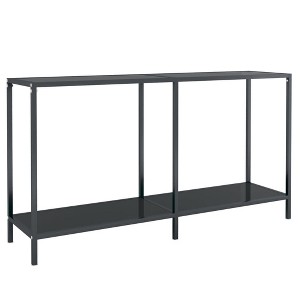 vidaXL Console Table Accent Side Table with Steel Frame Black Tempered Glass - 1 of 4