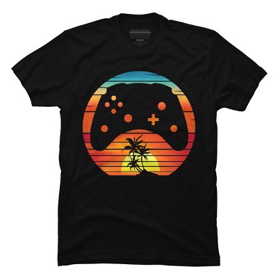 Men's Design By Humans GAMER RETRO CLASSIC SUNSET By punsalan T-Shirt