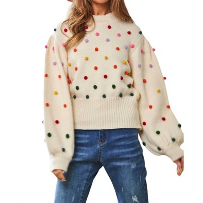 Women's Party Isn't Over Pom Sweater - DAVI & DANI