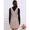 Allegra K Women's V Neck Gingham Check Pinafore Overalls Suspenders Plaid Print Dress - 4 of 4