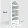 71" Tall Arched Pantry, 6-Tier Freestanding Storage Cabinet with Drawer, Modern White Book Shelf with Open Shelves & Anti-Tipping Design - 2 of 4