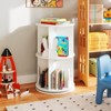 Costway Kids Rotating Bookshelf 2 Tier Freestanding 360° Revolving Display Storage Rack White/Pink - 2 of 4