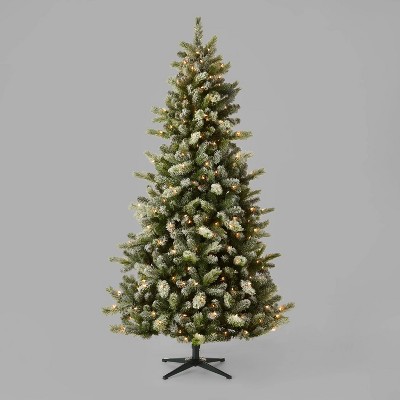 7ft Pre-Lit Full Frosted Glittered Douglas Fir Artificial Christmas Tree Clear Lights - Wondershop™