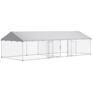 PawHut Outdoor Dog Kennel, Heavy Duty Large Dog Kennel Outside with Waterproof Roof, Secure Latch, Dog Run for Backyard - 1 of 4