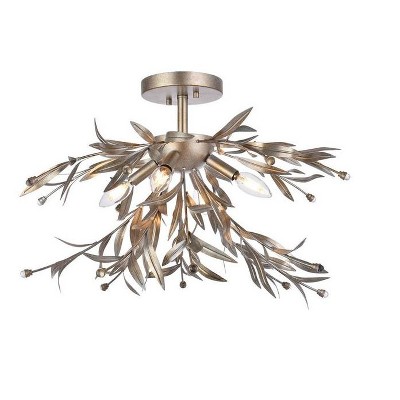 Elegant Lighting Priscilla 23 inch flush mount in silver leaf