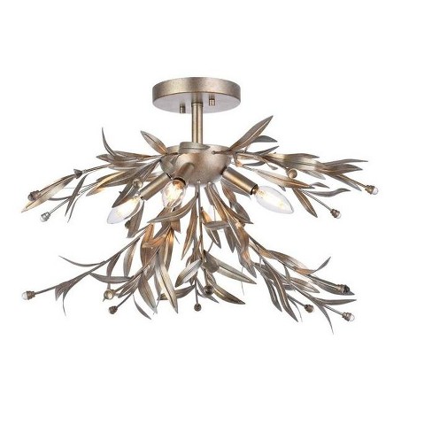 Elegant Lighting Priscilla 23 inch flush mount in silver leaf - image 1 of 4